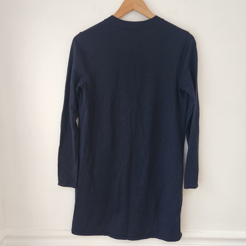 J. Jill Longline Button Front Navy Blue Wool Blend Cardigan Sweater Women's XS - Picture 2 of 8